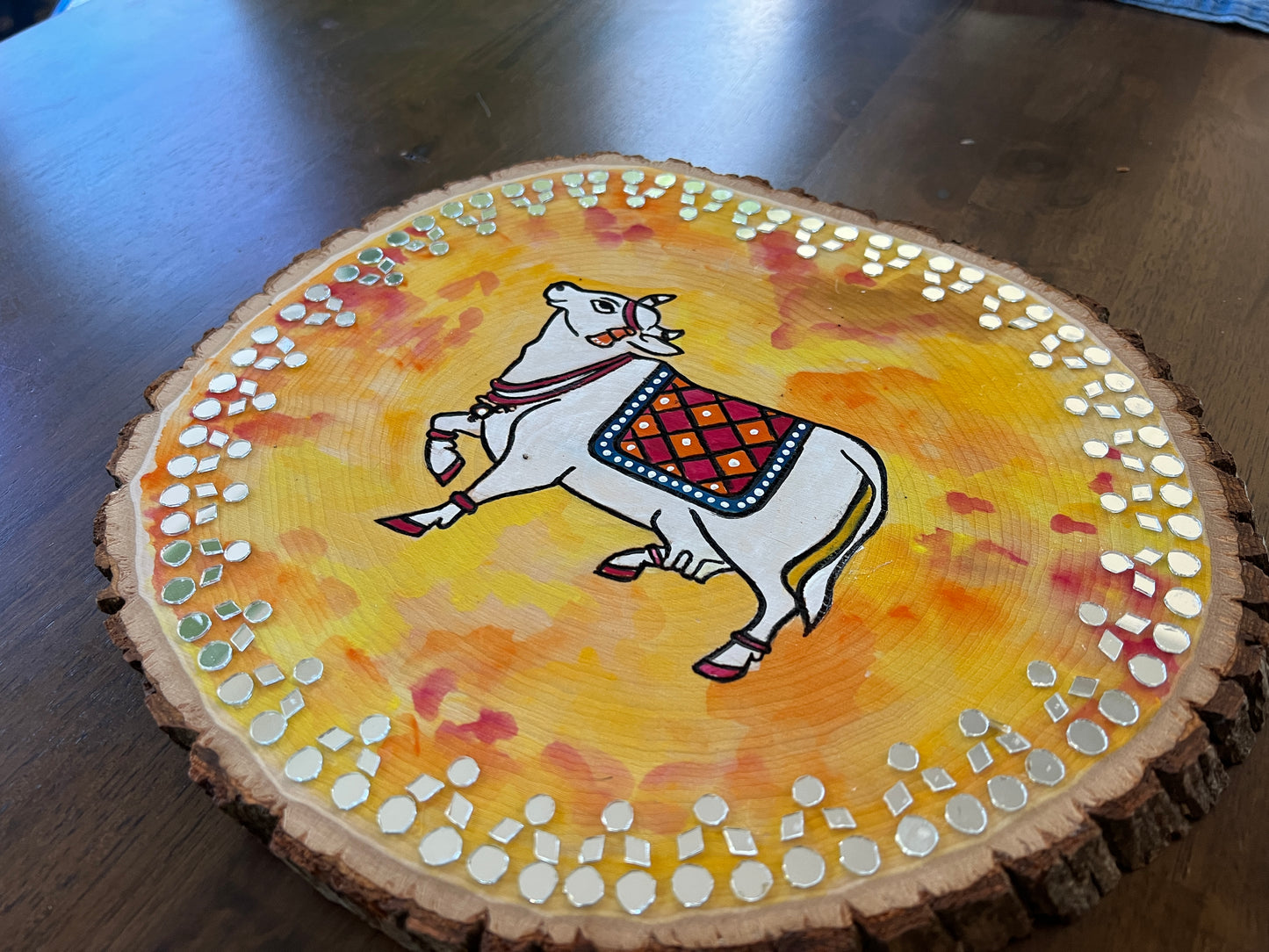 Pichwai Cow With Lipan Art